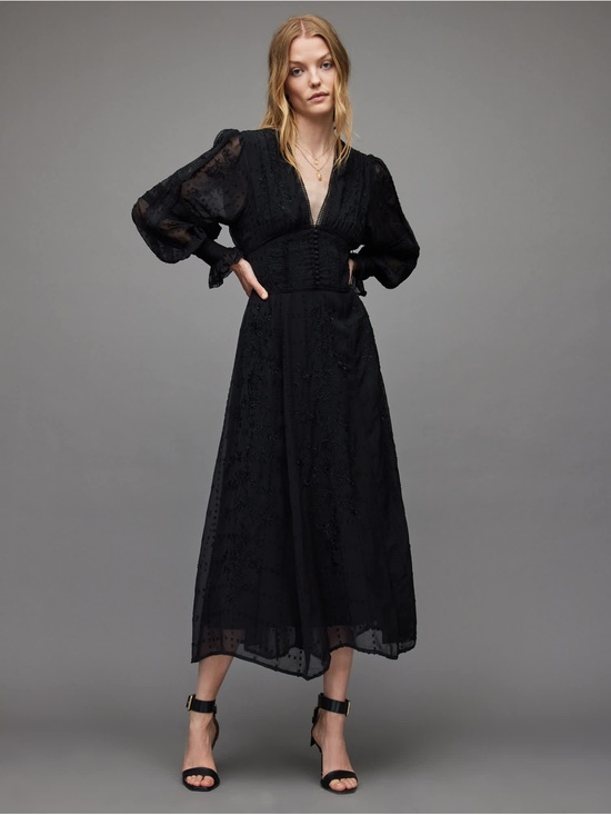 All Saints Dresses & Skirts - All Saints black Josephine Embroidered Dress